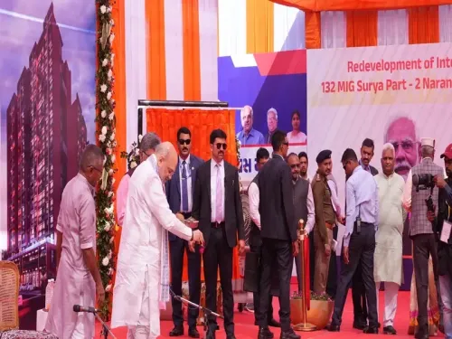 Did HM Shah Perform Bhoomi Pujan for the Redevelopment of Surya Apartment in Ahmedabad?