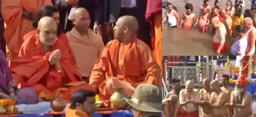 Home Minister Amit Shah Dips in Sacred Sangam with CM Yogi Adityanath