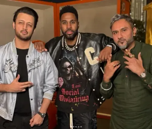 Honey Singh poses with his ‘borderless brothers’ Jason Derulo, Atif Aslam