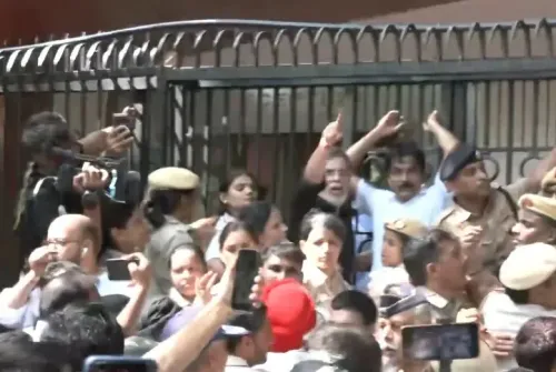 INDIA bloc MPs push Akashvani Bhawan gates, Rahul Gandhi detained in ECI protest