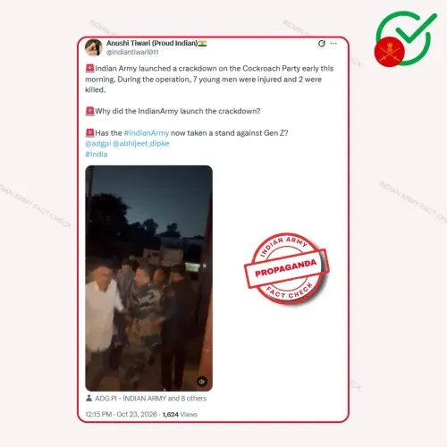 Indian Army debunks Pakistan-linked fake claims of 'crackdown' on political party