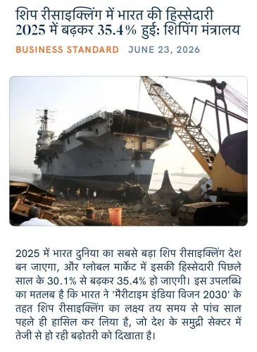 India's Ship Recycling Share Rises to 35.4% in 2025