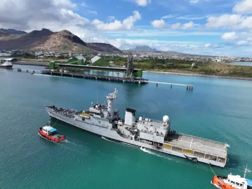 How is INS Savitri Enhancing Coordination with Mauritius Coast Guard?