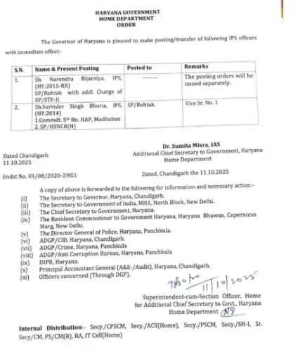 क्या आईपीएस अधिकारी वाई पूरन कुमार की आत्महत्या के मामले में बड़ा एक्शन हुआ?