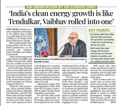 Joshi Hails UN Climate Chief's Praise for India's Clean Energy Rise