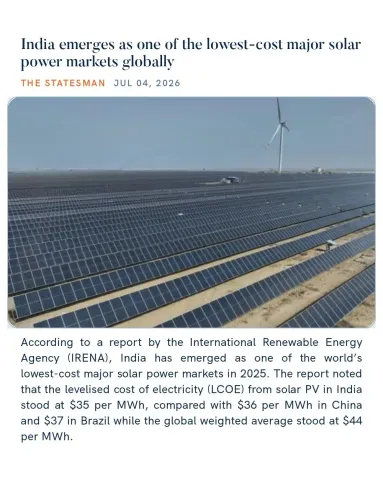 Joshi Highlights India as Low-Cost Solar Power Market