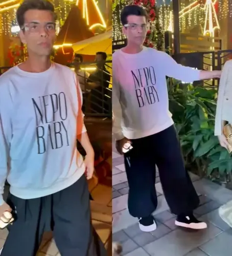 Karan Johar Stirs Attention with 'Nepo Baby' T-Shirt During Dinner Outing