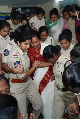 K Kavitha's Indefinite Hunger Strike Continues After Police Transfer to Hyderabad
