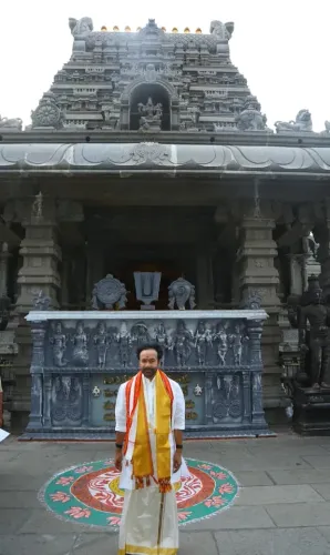 Kishan Reddy seeks blessings of Lord Lakshmi Narasimha Swamy