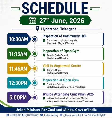 Kishan Reddy Shares Hyderabad Schedule for June 27