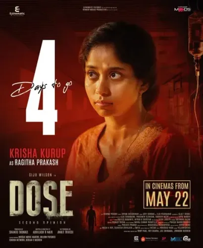 Krisha Kurup as Ragitha Prakash in Malayalam thriller 'Dose', out May 22