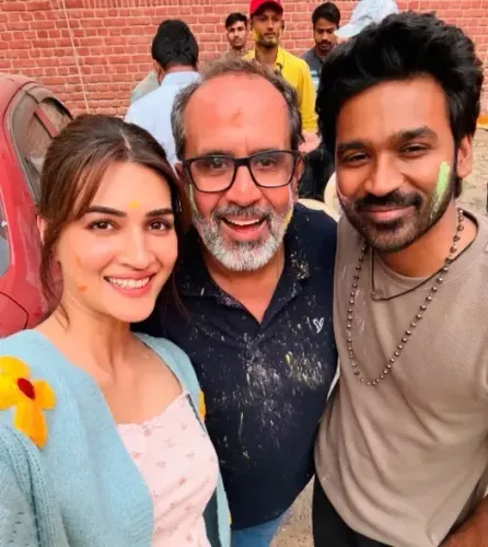 Kriti Sanon and Dhanush Celebrate Holi on Set of ‘Tere Ishk Mein’
