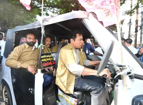 K. T. Rama Rao Takes Autorickshaw to Assembly to Spotlight Issues of Three-Wheeler Drivers