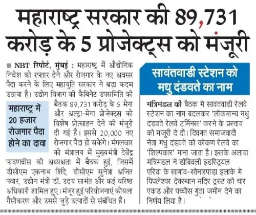 Maharashtra CM Fadnavis Clears Projects Worth ₹89,731 Cr
