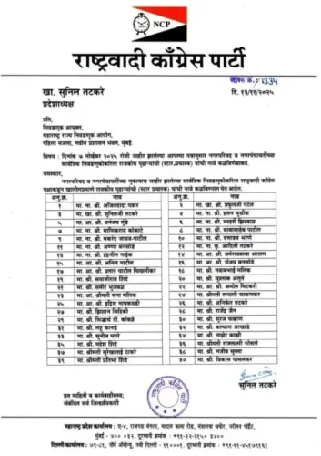 क्या राकांपा ने ४० स्टार प्रचारकों की सूची जारी की है, जिसमें अजित पवार का नाम सबसे ऊपर है?