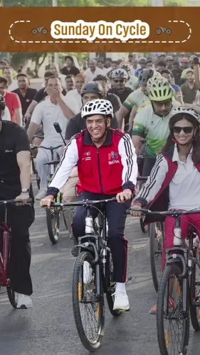 Mandaviya Cycles at Sabarmati on Commonwealth Games Day