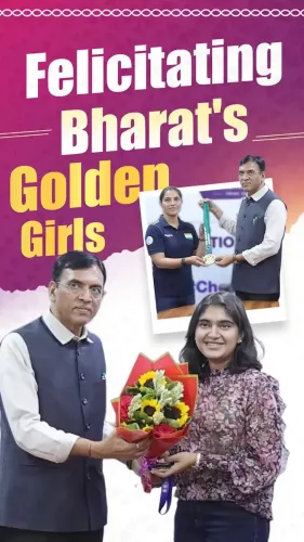 Mandaviya meets shooters Esha Singh and Neeru Dhanda, hails their glory