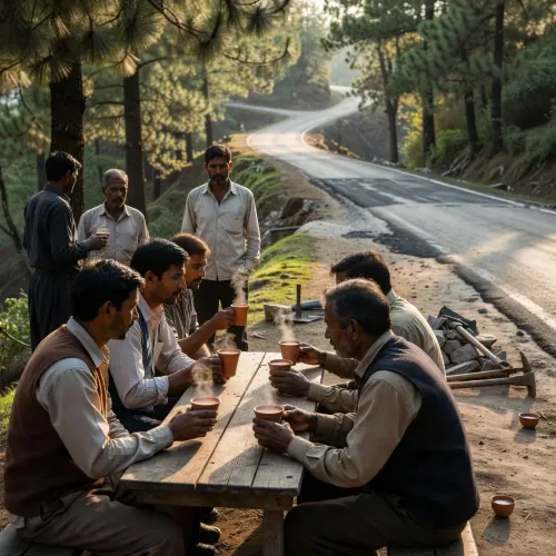 CM Dhami holds chai-pe-charcha, inspects pothole-free road drive