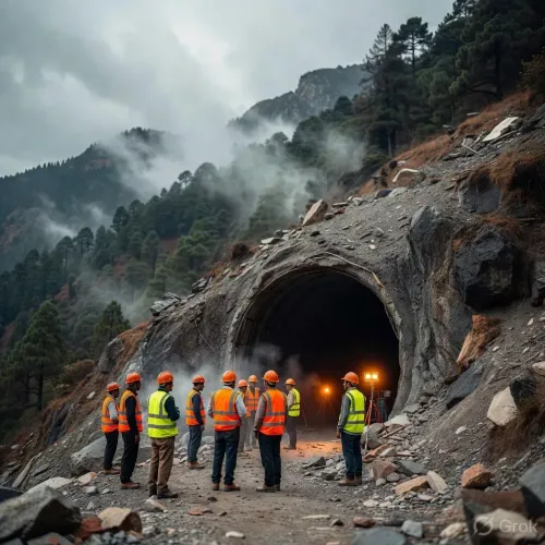 CM Dhami Inspects THDC Tunnel Accident Site in Chamoli