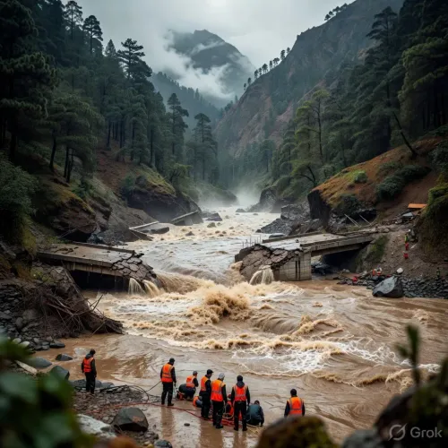 CM Dhami Orders Emergency Response After Bailey Bridge Swept Away in Chamoli