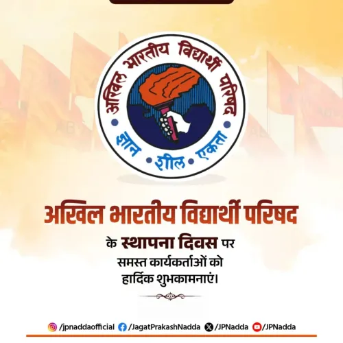 Nadda greets ABVP on its 78th Foundation Day