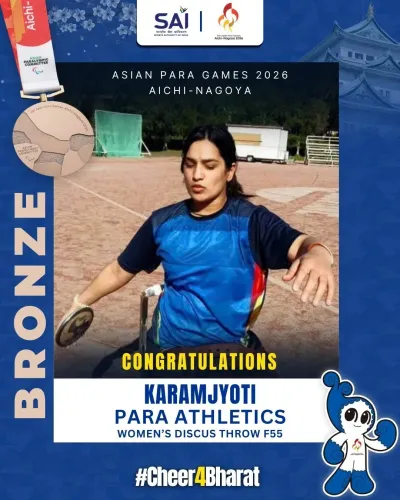 Nadda hails Karamjyoti's bronze in Discus Throw F55
