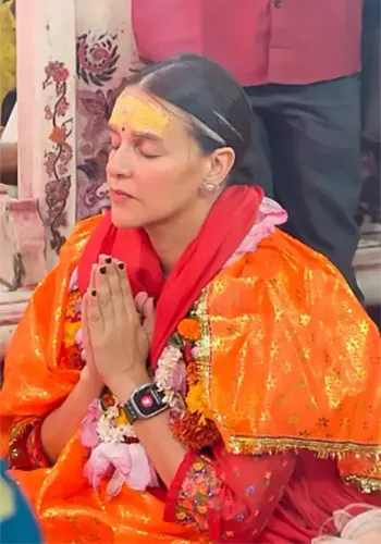 Neha Dhupia's maiden Vrindavan pilgrimage: prayers, temple visits, Yamuna cleanup