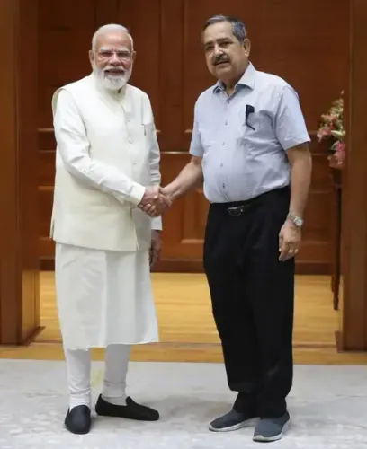Newly-appointed NITI Aayog’s Vice Chairman Ashok Lahiri meets PM Modi