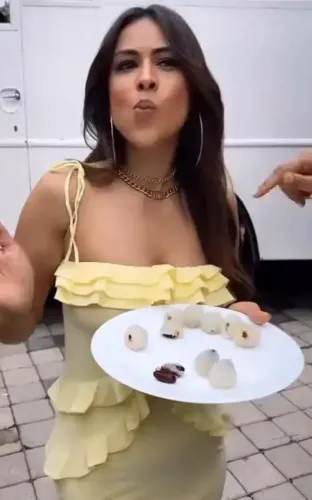 Is Nia Sharma Enjoying Her Touch Up with Litchi?