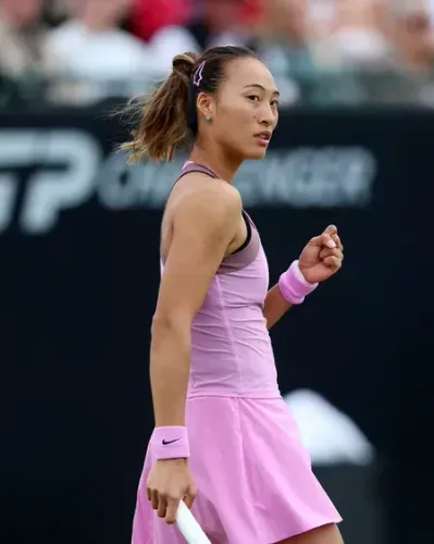 Zheng Qinwen rallies from set down to beat Sakkari at Nottingham Open