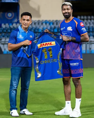 Sunil Chhetri's Exciting Visit to Mumbai Indians Training Camp at Wankhede