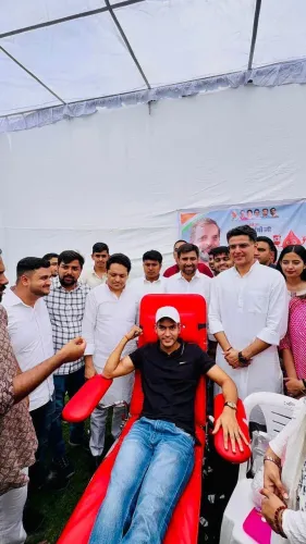 Pilot joins NSUI blood donation camp on Rahul Gandhi's birthday