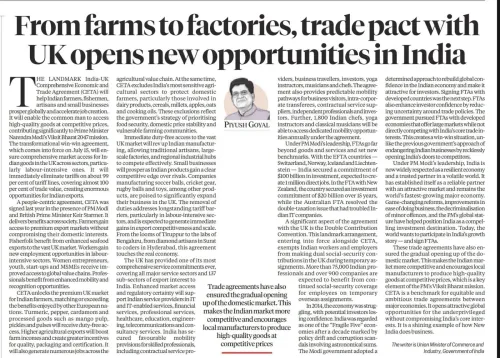 Piyush Goyal hails India-UK CETA as people-centric trade win