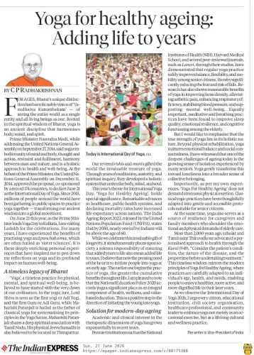 Piyush Goyal Shares VP's Yoga Day Article on Healthy Ageing