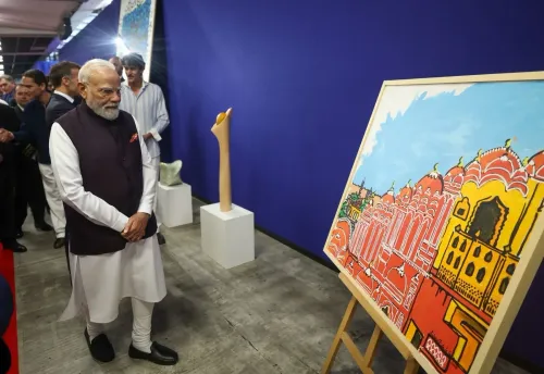 PM Modi, Macron Visit French Artists' Exhibition at Bharat Innovates