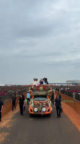 PM Modi moved by 13,000-student Dhinsa dance at Bhogapuram Airport launch