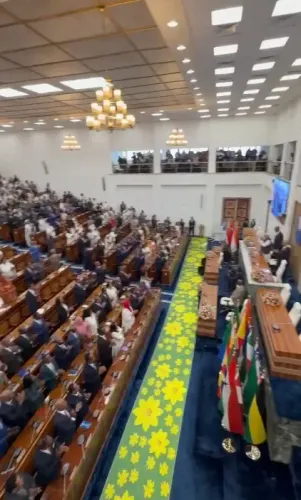 What kind of welcome did PM Modi receive at the Ethiopian Parliament?