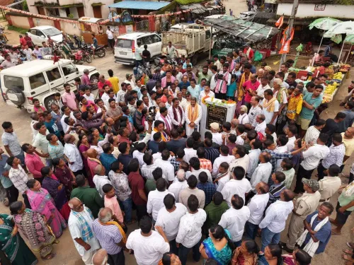 Pradhan lays foundation for high-mast light at Madhapur bus stand