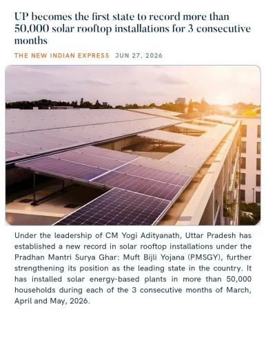 Pralhad Joshi Hails UP as First State to Log 50,000+ Solar Rooftop Installs for 3 Months