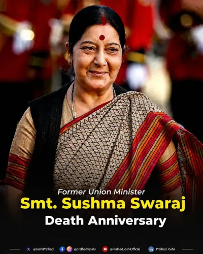 Pralhad Joshi pays tribute to Sushma Swaraj on death anniversary