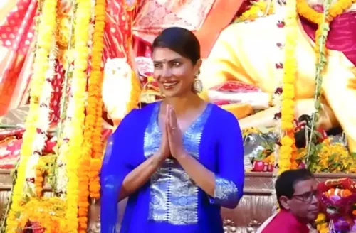 Did Priyanka Chopra Seek Blessings from Maa Durga at North Bombay Sarbojanin Durga Puja?