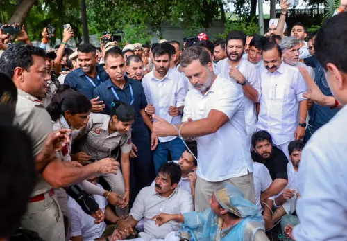 Rahul Gandhi leads Congress sit-in outside PM's residence over NEET leak, police detentions