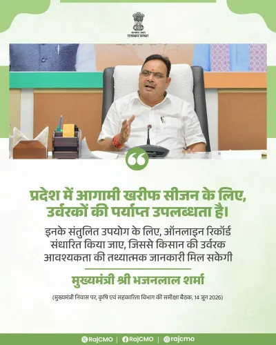 Rajasthan CM Office: Ample Fertiliser Stock for Kharif 2026