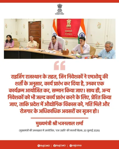 Rajasthan CMO Calls to Honour Rising Rajasthan MoU Investors