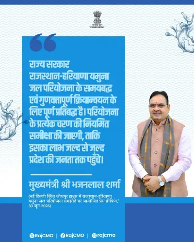 Rajasthan CMO reaffirms commitment to Yamuna water project with Haryana