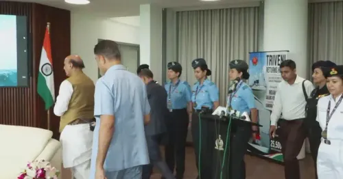 Rajnath Singh meets All Women Sailing Expedition Team in Delhi