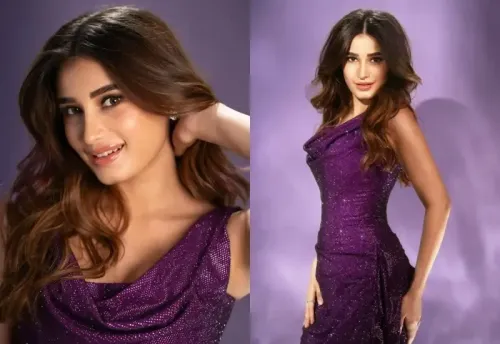 Rasha Thadani lives her Rapunzel dreams in a purple mini dress