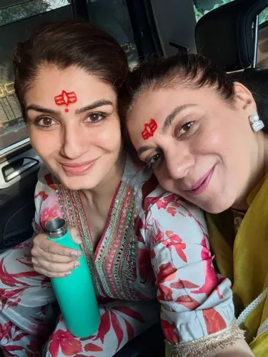 What Moments Did Raveena Tandon Capture During Her Tranquil Visit to Babulnath Temple?