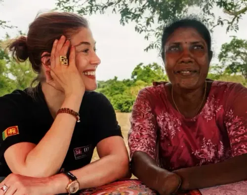 Rosamund Pike shares Sri Lanka landmine survivor Victoria's story