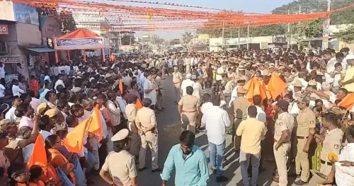 How was the foot march conducted peacefully in Karnataka's Chittapur?